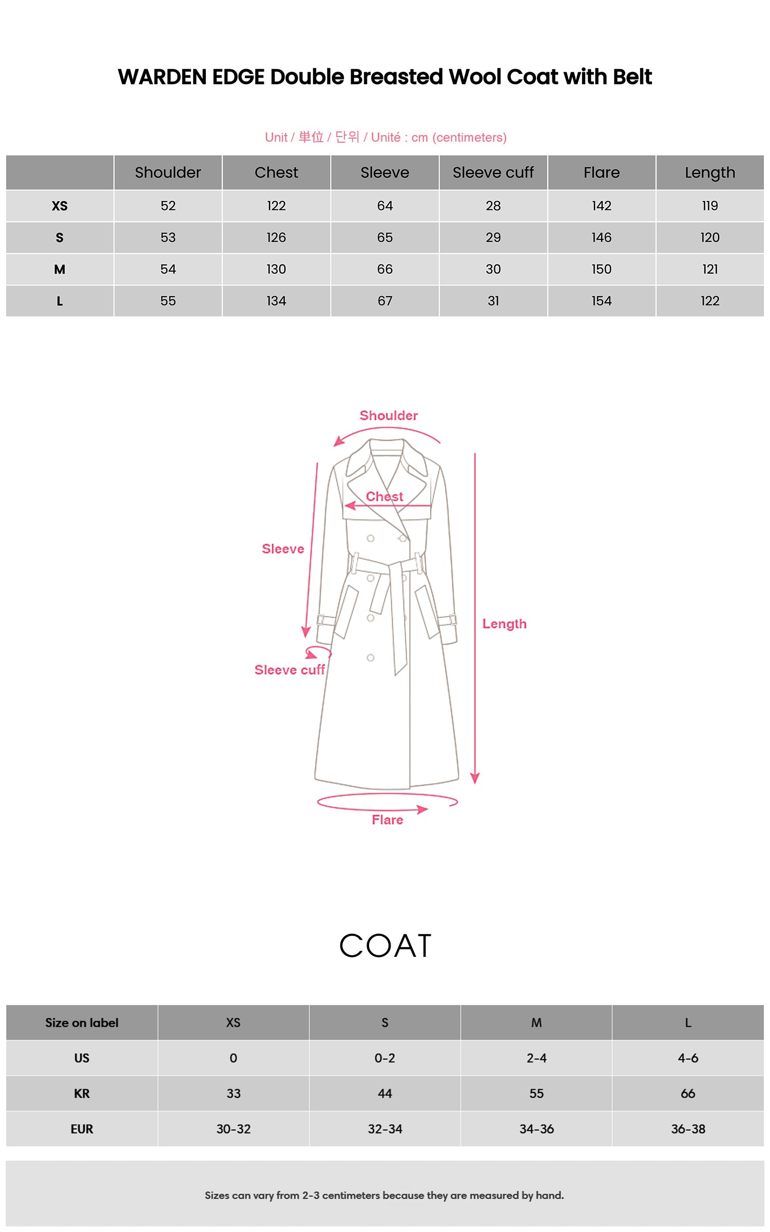 WARDEN EDGE ベルト付きダブルブレストウールコート