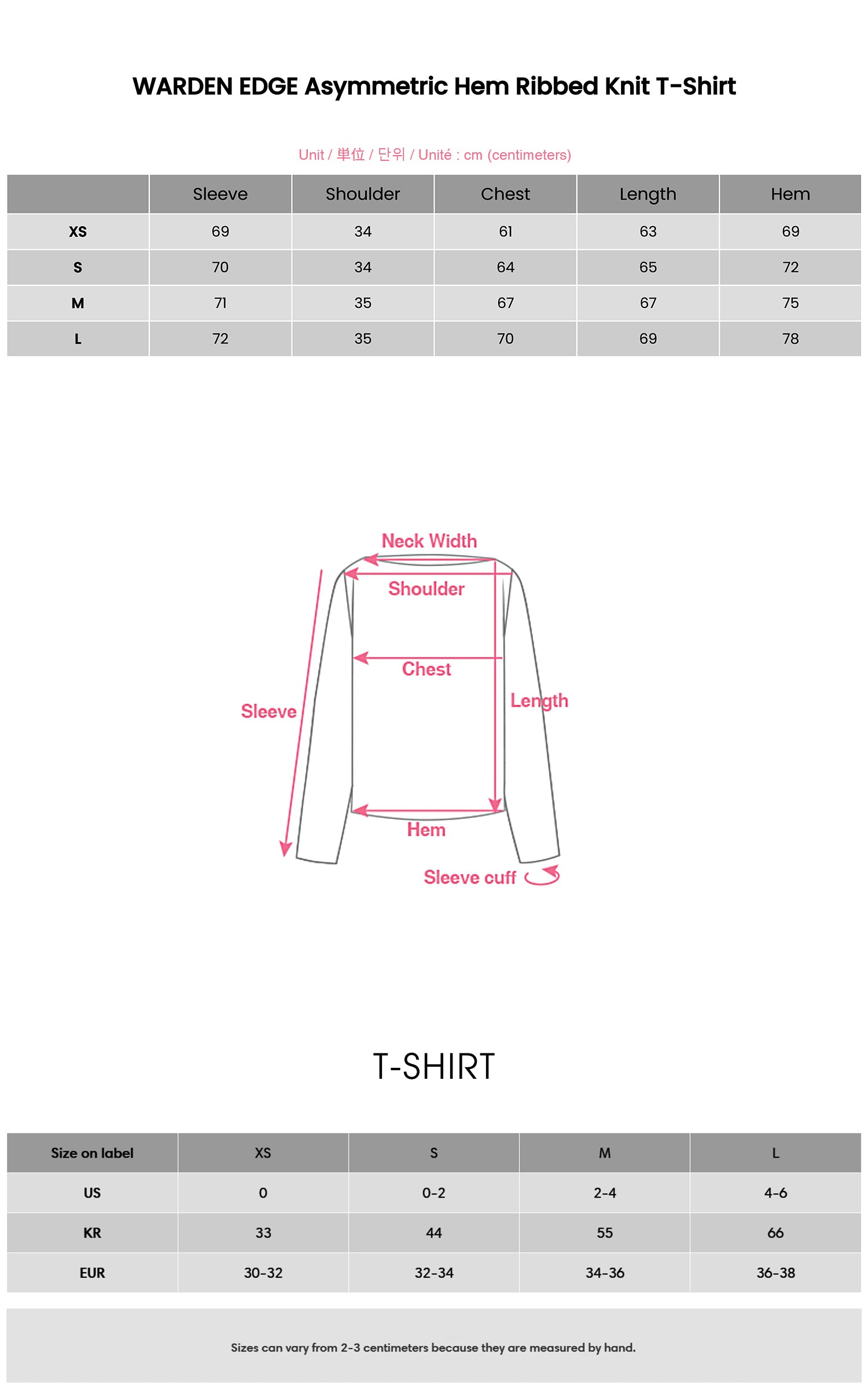 WARDEN EDGE アシンメトリックヘムリブニットTシャツ