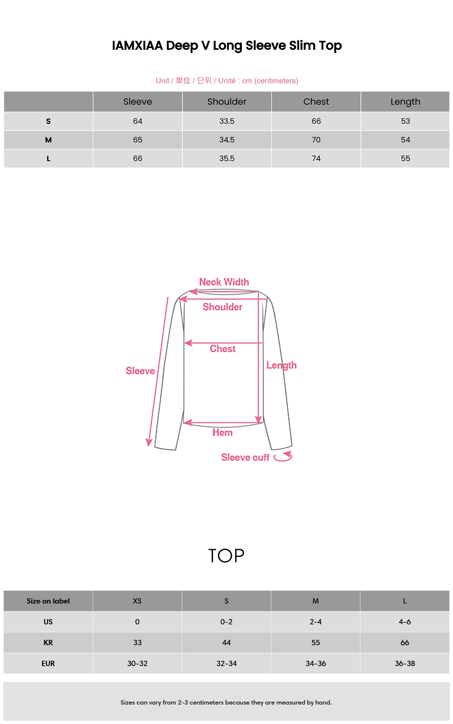 IAMXIAA Deep V Long Sleeve Slim Top