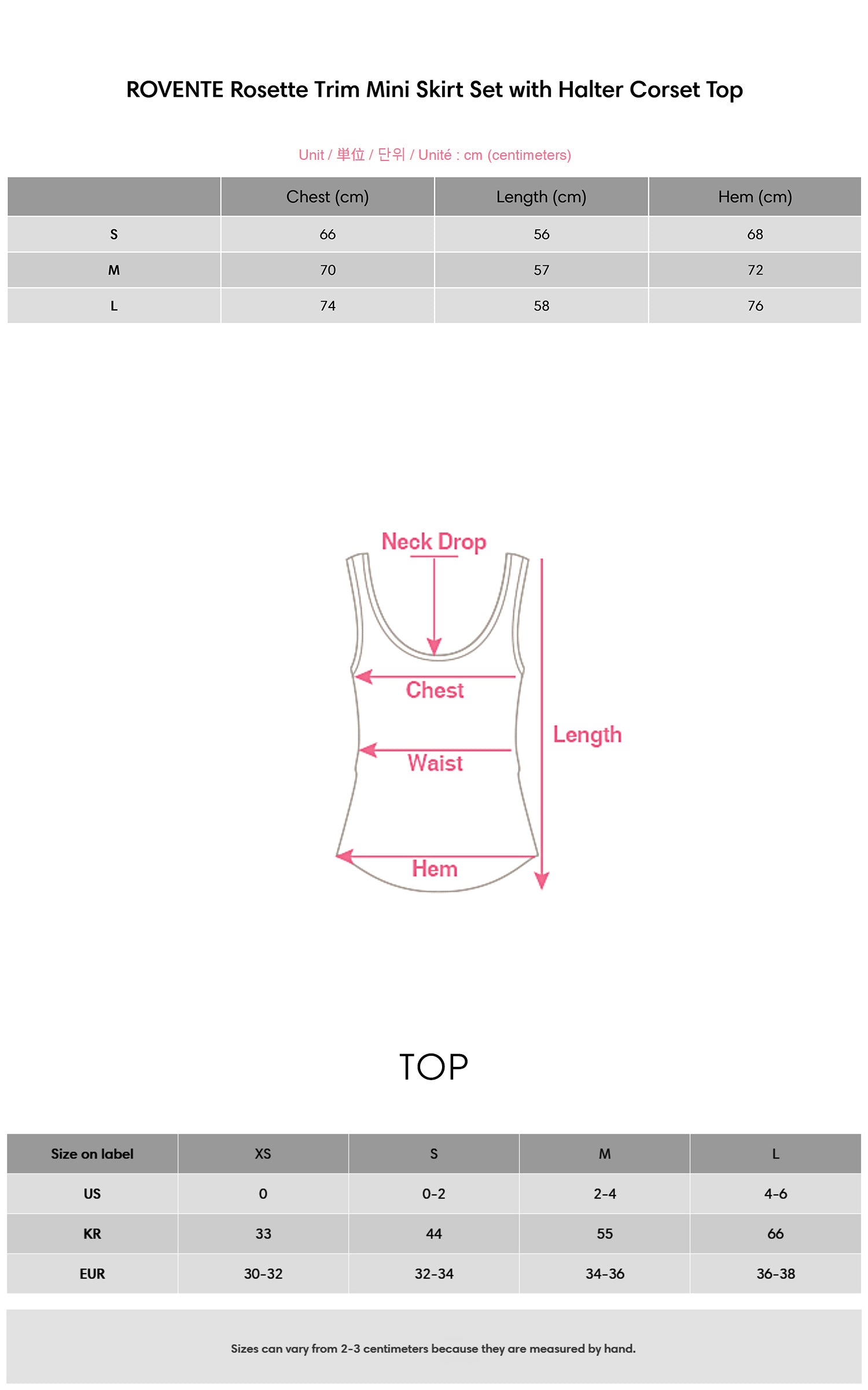 ROVENTE Rosette Trim Mini Skirt Set with Halter Corset Top - PINKPARKS