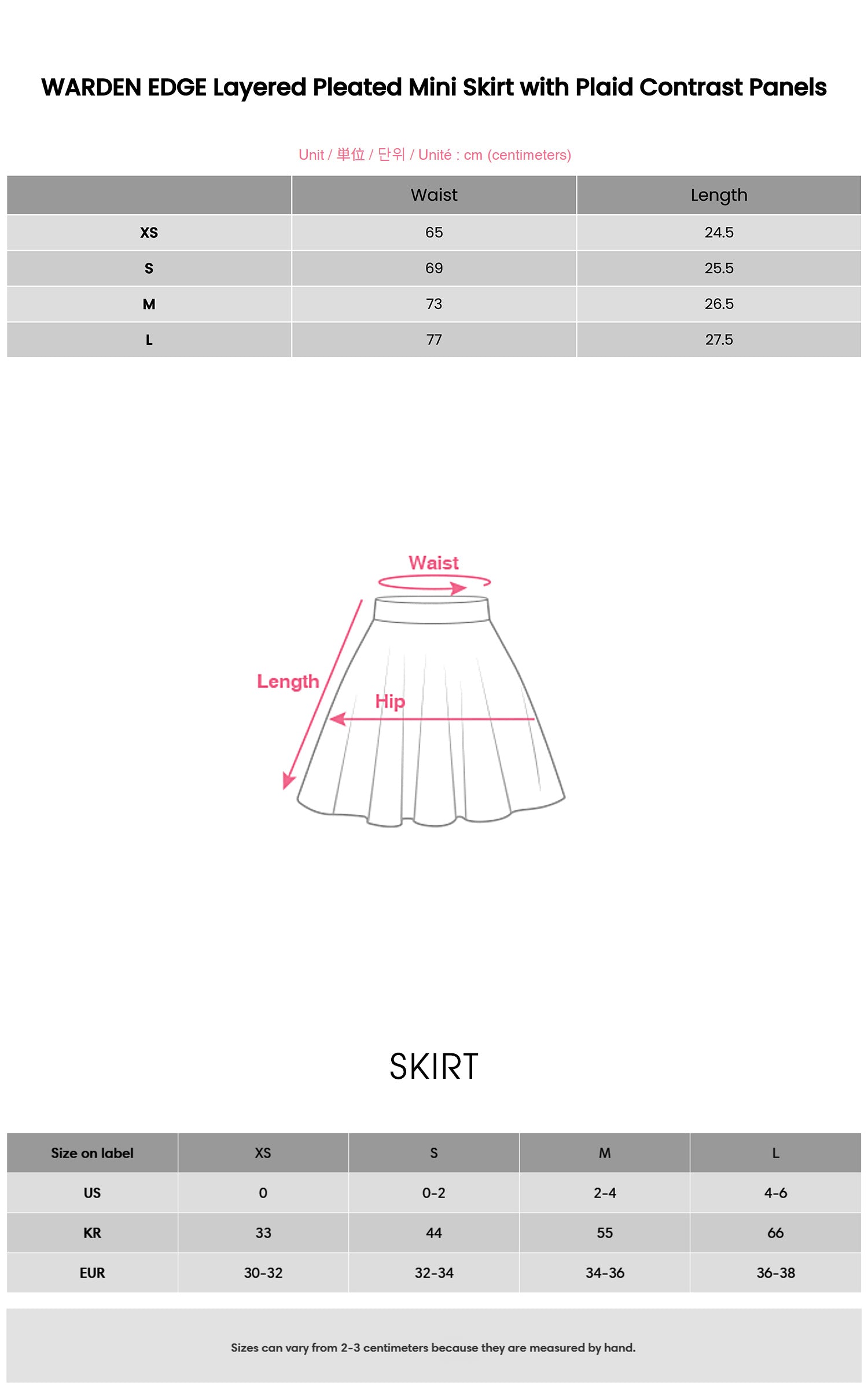WARDEN EDGE チェック柄コントラストパネル付きレイヤードプリーツミニスカート