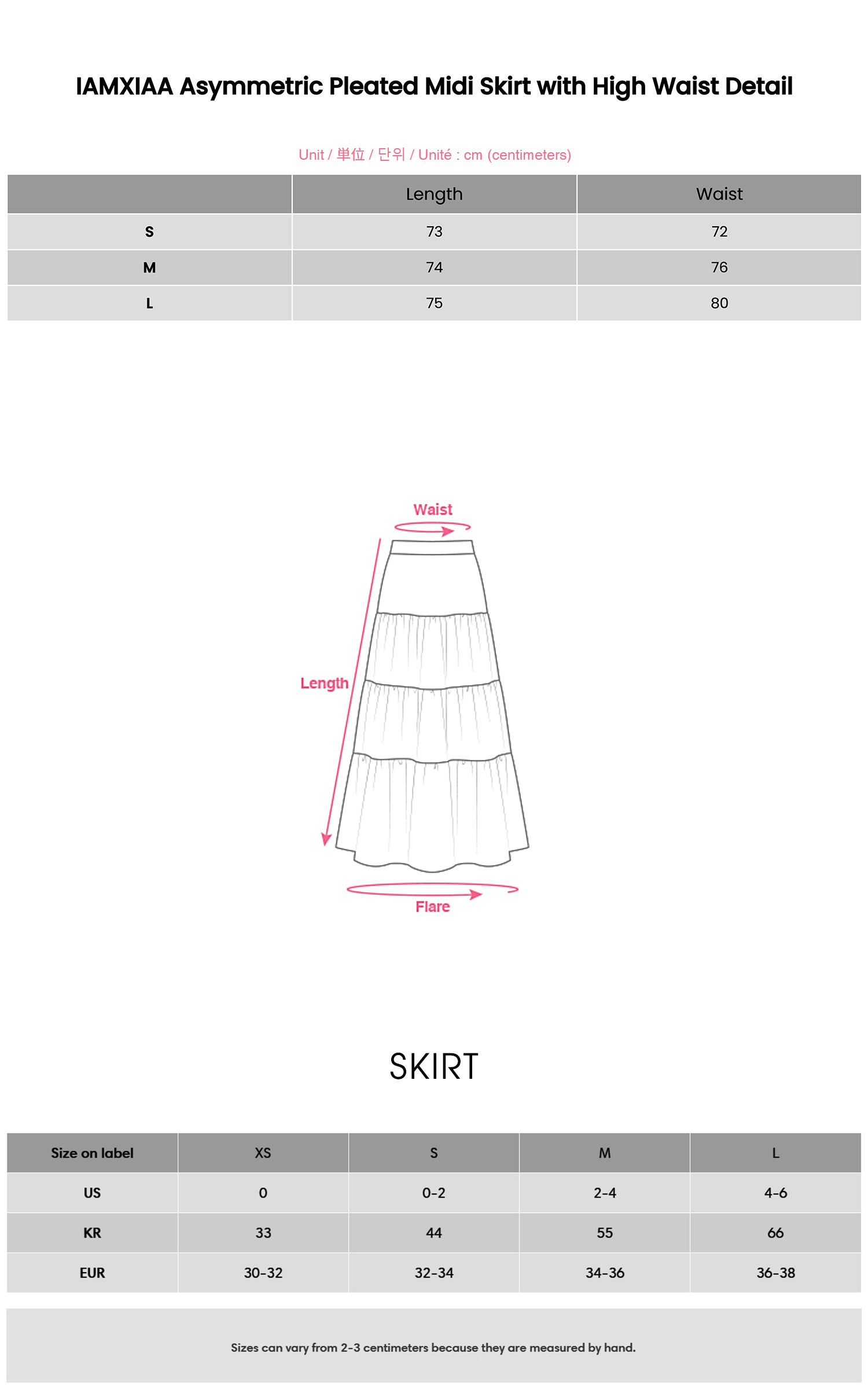IAMXIAA アシンメトリックプリーツミディスカート ハイウエストディテール付き