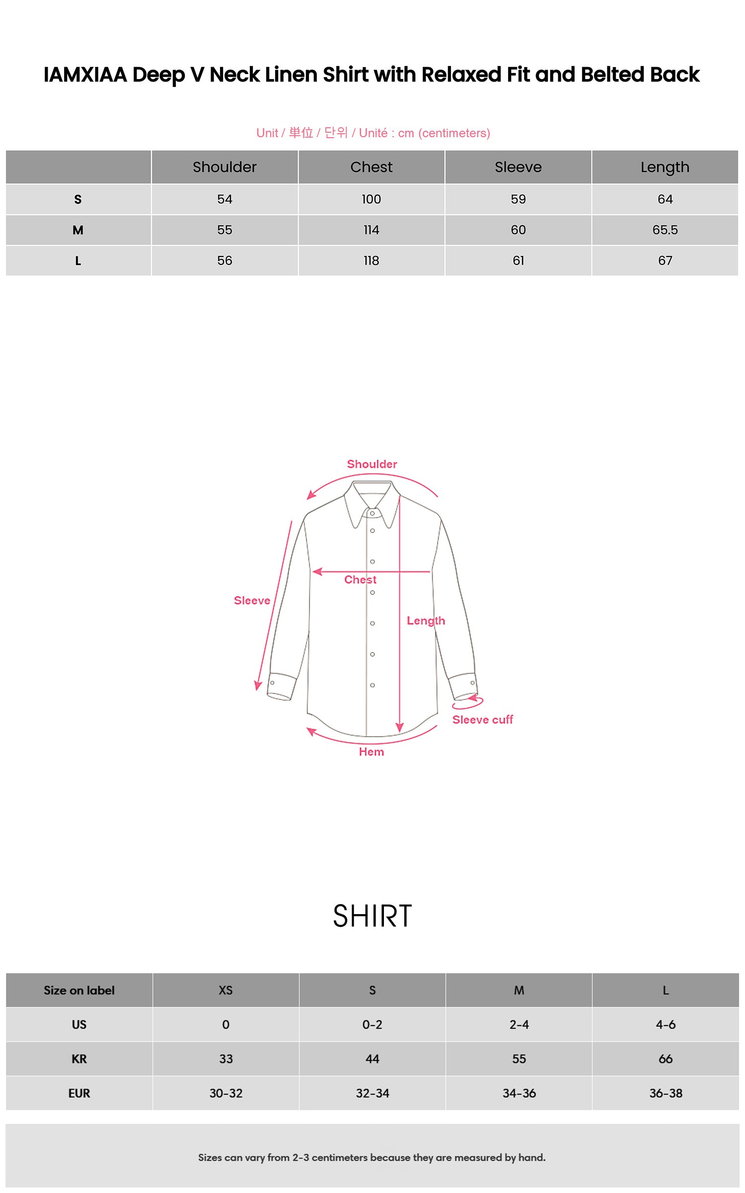 IAMXIAA リラックスフィット＆ベルト付きバックのディープVネックリネンシャツ