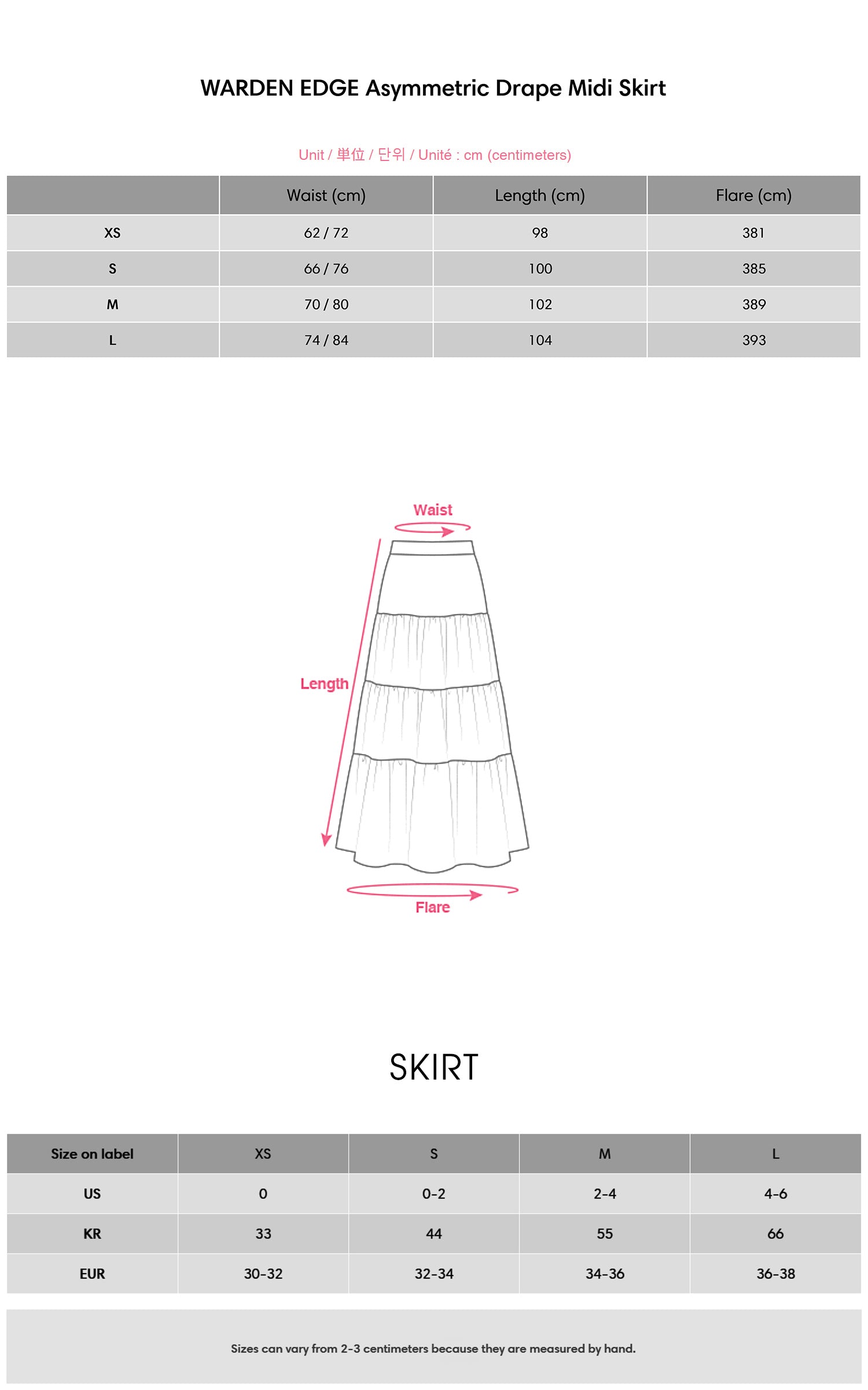 WARDEN EDGE Asymmetric Drape Midi Skirt - PINKPARKS