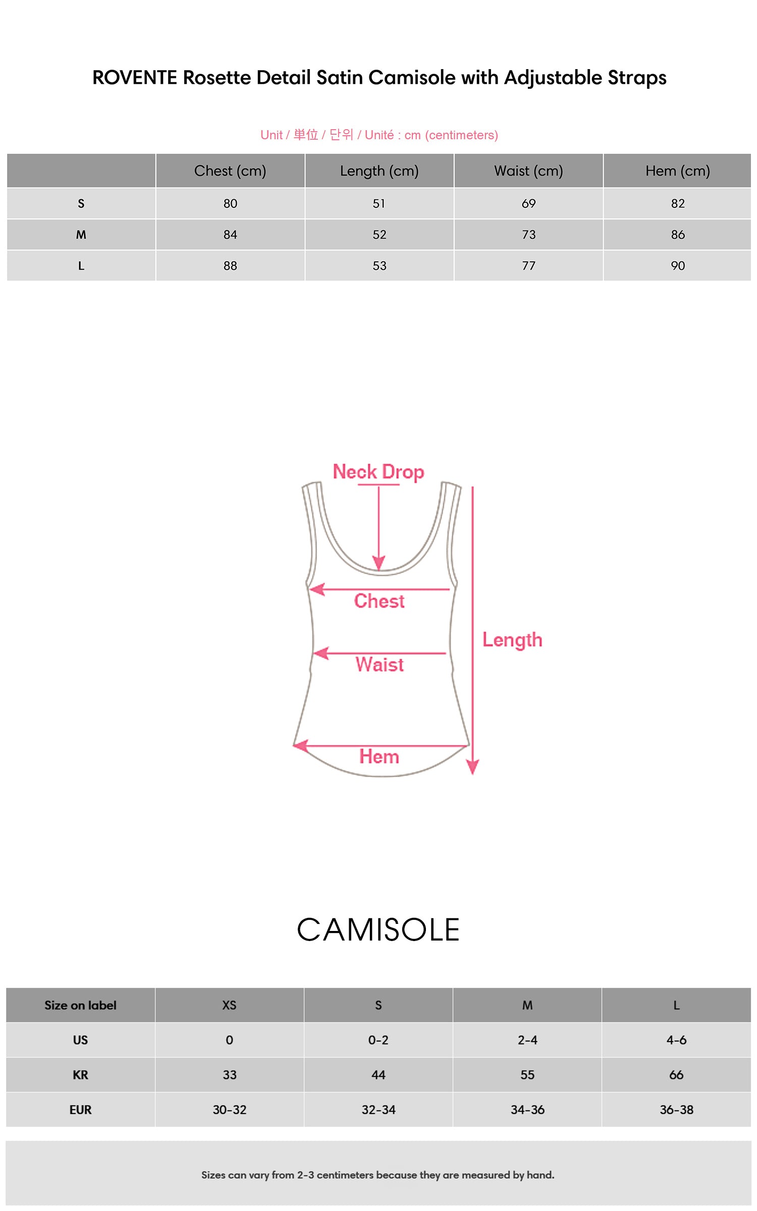 ROVENTE Rosette Detail Satin Camisole with Adjustable Straps - PINKPARKS