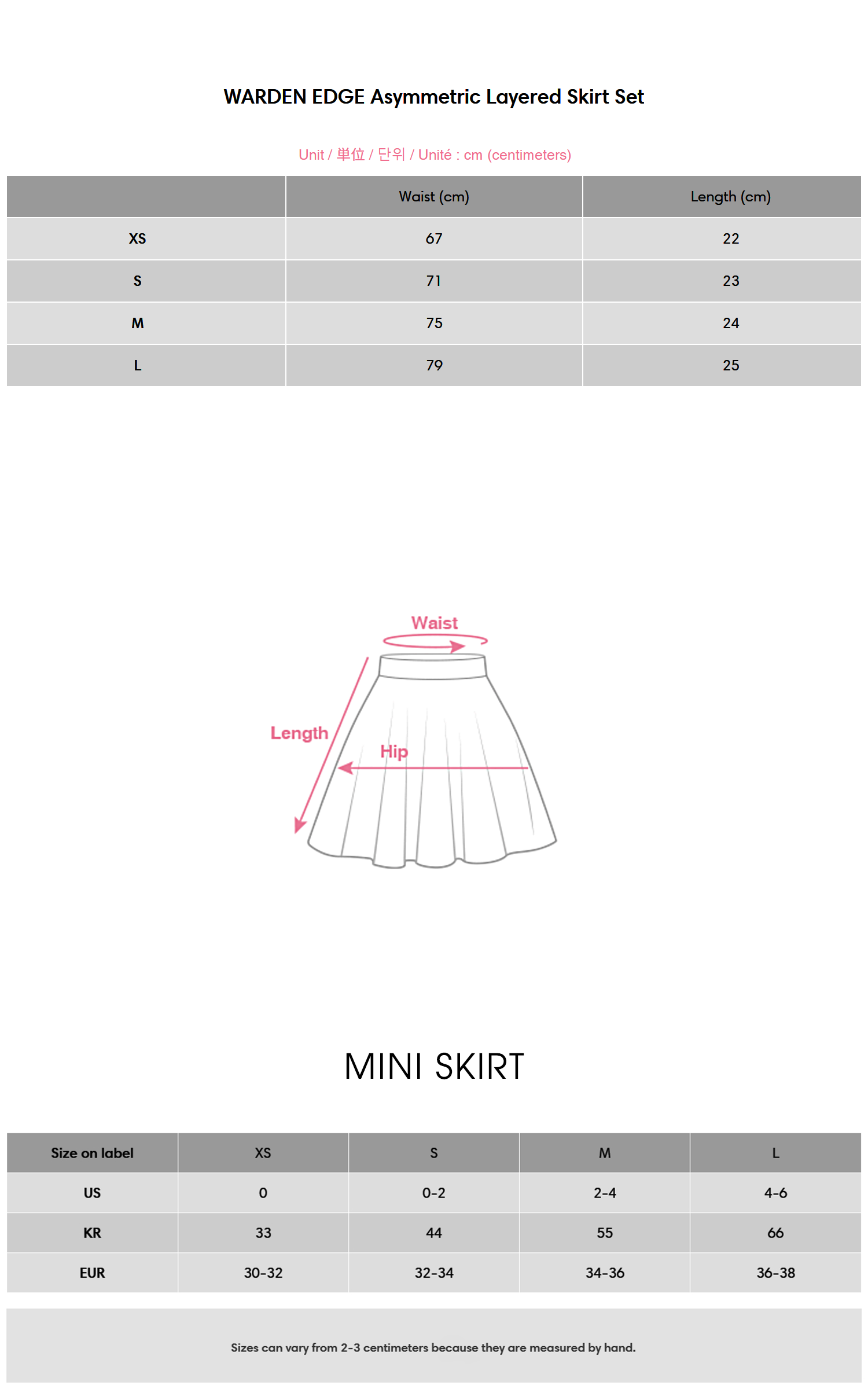 WARDEN EDGE Asymmetric Layered Skirt Set - PINKPARKS